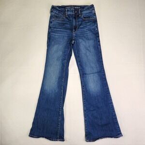 American Eagle Super High Rise Flare Jeans Dark Wash Size 6
